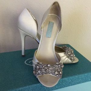 Betsy Johnson peep toe wedding heels. Worn once!